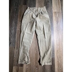 Duck Head Pleated Chinos Mens 32x32 Khaki Good Cotton Twill Cuffed Trousers
